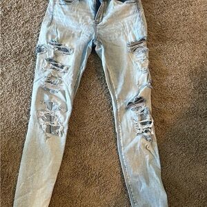American Eagle Outfitters Blue Jeggings Distressed